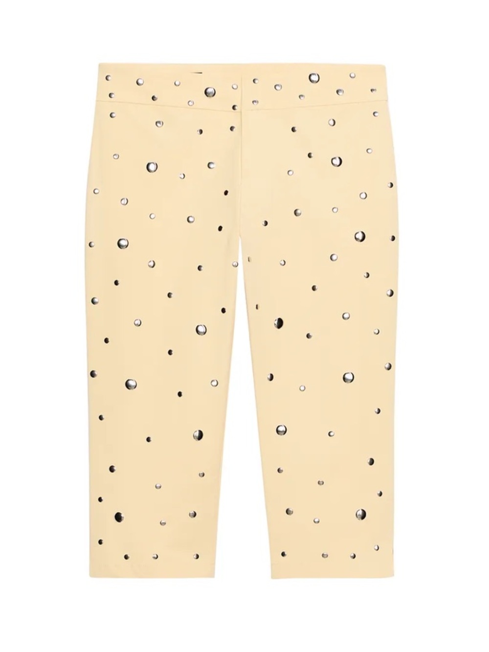 Butter Yellow Studded Capri Pants